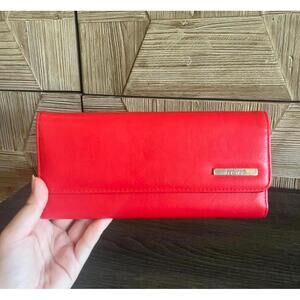 Kenneth Cole Reaction Red Genuine Leather Wallet Large Chic